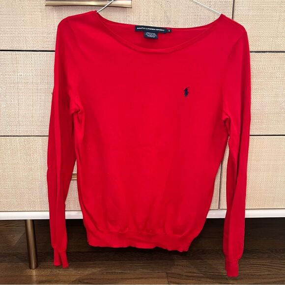 Ralph Lauren Sport Vintage Red Crewneck Y2K Large - Picture 1 of 5